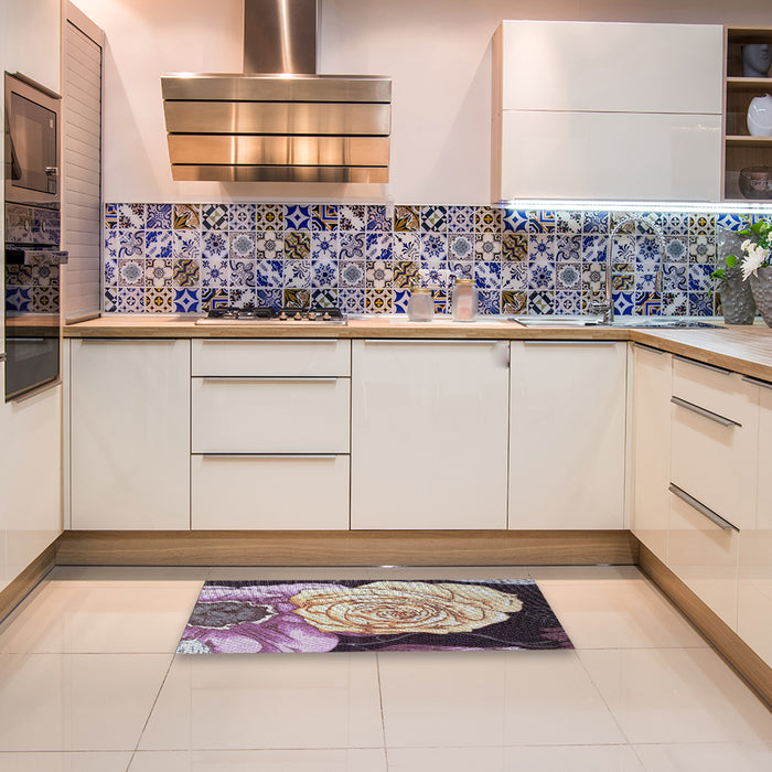 Patterned Rose Pink Modern Rug in a Kitchen, pat3557