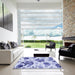 Square Patterned Blue Rug in a Living Room, pat3558blu