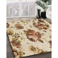 Patterned Khaki Gold Rug, pat3558brn