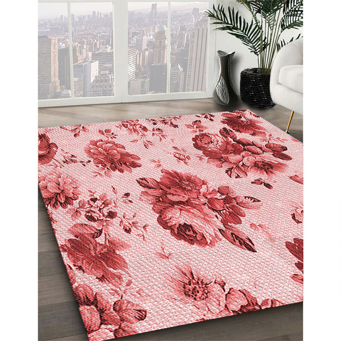 Machine Washable Transitional Red Rug in a Family Room, wshpat3558rd