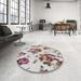 Round Machine Washable Transitional Rosy-Finch Purple Rug in a Office, wshpat3558