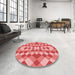 Round Patterned Light Coral Pink Rug in a Office, pat3559rd