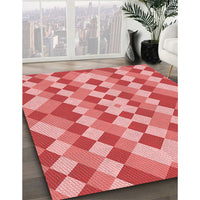 Patterned Light Coral Pink Rug, pat3559rd