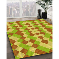 Patterned Neon Yellow Green Rug, pat3559yw