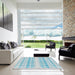 Square Machine Washable Transitional Blue Rug in a Living Room, wshpat355