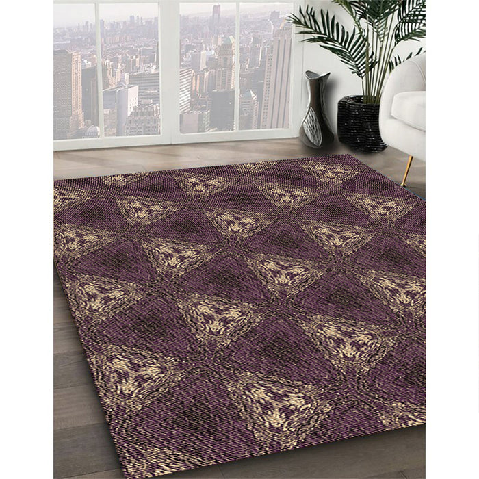 Machine Washable Transitional Dark Almond Brown Rug in a Family Room, wshpat356brn