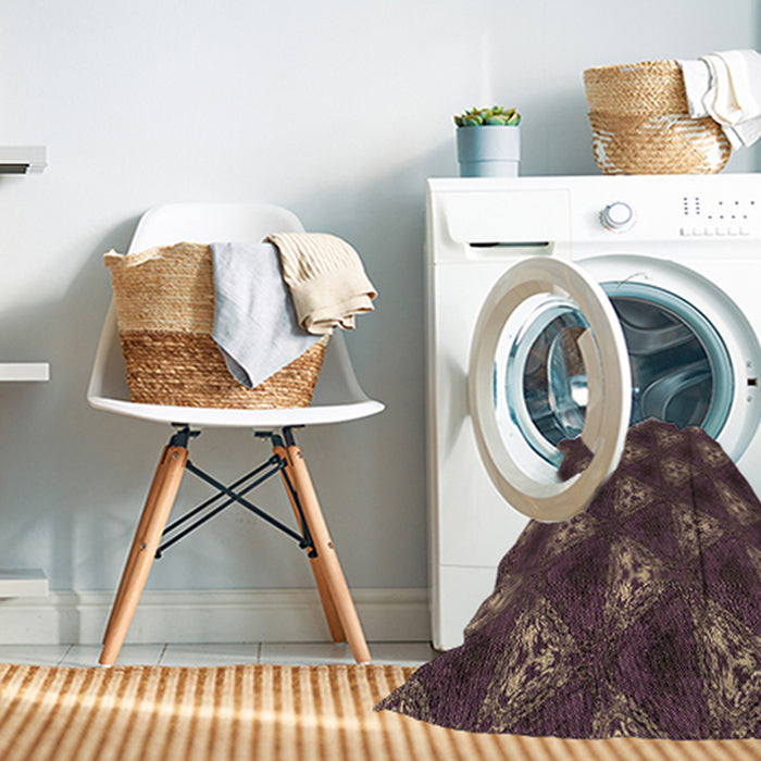 Machine Washable Transitional Dark Almond Brown Rug in a Washing Machine, wshpat356brn