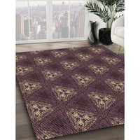 Patterned Dark Almond Brown Rug, pat356brn