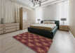 Patterned Chestnut Red Rug in a Bedroom, pat356org