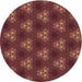 Square Patterned Chestnut Red Rug, pat356org