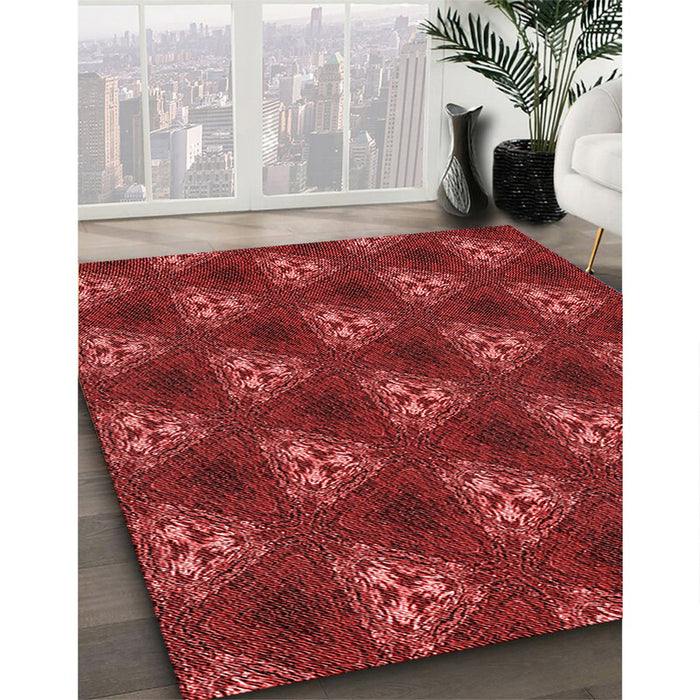 Machine Washable Transitional Tomato Red Rug in a Family Room, wshpat356rd