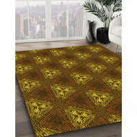 Patterned Dark Bisque Brown Rug, pat356yw