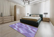 Patterned Purple Mimosa Purple Rug in a Bedroom, pat3560blu
