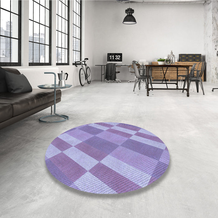 Round Patterned Purple Mimosa Purple Rug in a Office, pat3560blu