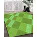 Patterned Emerald Green Rug in Family Room, pat3560grn