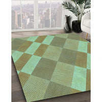 Patterned Pastel Green Rug, pat3560lblu