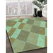 Patterned Pastel Green Rug in Family Room, pat3560lblu