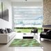 Square Patterned Pastel Green Rug in a Living Room, pat3560lblu