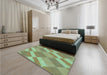 Patterned Pastel Green Rug in a Bedroom, pat3560lblu