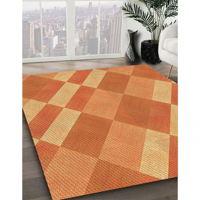 Patterned Orange Rug in Family Room, pat3560org