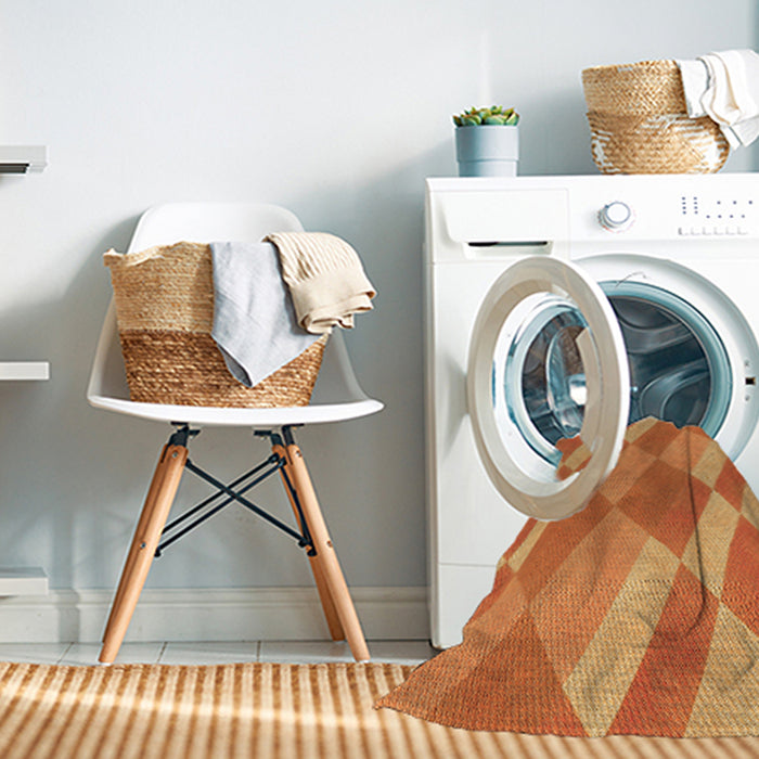 Machine Washable Transitional Orange Rug in a Washing Machine, wshpat3560org