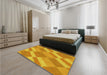 Patterned Neon Orange Rug in a Bedroom, pat3560yw