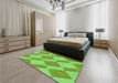 Patterned Emerald Green Rug in a Bedroom, pat3561grn