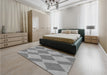 Patterned Dark Gray Rug in a Bedroom, pat3561gry