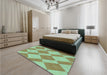 Patterned Green Rug in a Bedroom, pat3561lblu