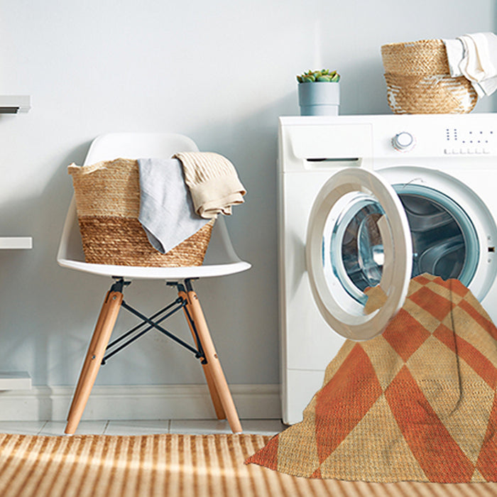 Machine Washable Transitional Orange Rug in a Washing Machine, wshpat3561org