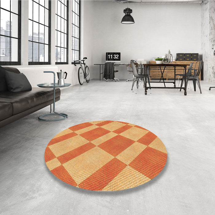 Round Patterned Orange Rug in a Office, pat3561org