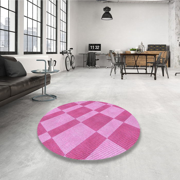 Round Patterned Violet Purple Rug in a Office, pat3561pur