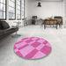 Round Patterned Violet Purple Rug in a Office, pat3561pur