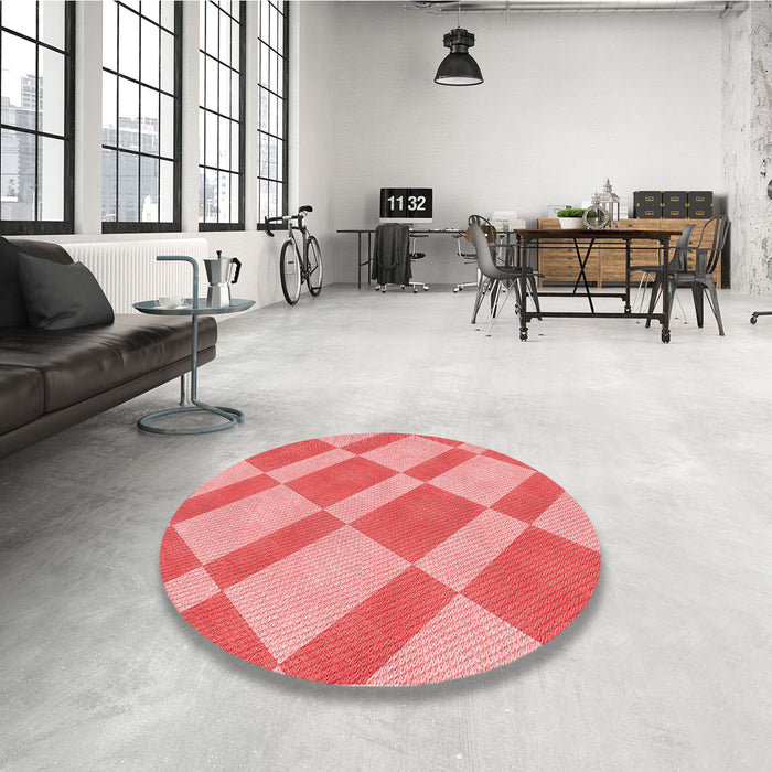 Round Patterned Light Coral Pink Rug in a Office, pat3561rd