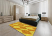 Patterned Neon Orange Rug in a Bedroom, pat3561yw