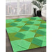 Machine Washable Transitional Neon Green Rug in a Family Room, wshpat3562grn