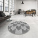 Round Patterned Cloud Gray Rug in a Office, pat3562gry