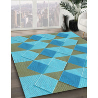 Patterned Deep-Sea Green Rug, pat3562lblu