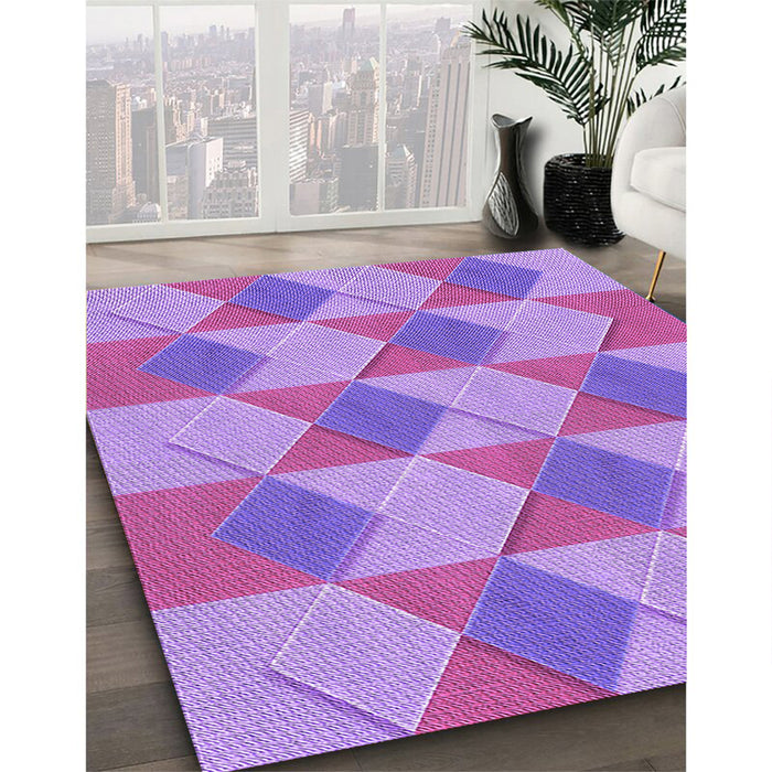 Machine Washable Transitional Bright Lilac Purple Rug in a Family Room, wshpat3562pur