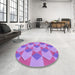 Round Patterned Bright Lilac Purple Rug in a Office, pat3562pur