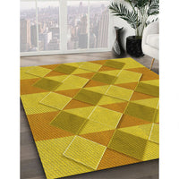 Patterned Deep Yellow Rug, pat3562yw