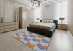 Patterned Light Steel Blue Novelty Rug in a Bedroom, pat3562