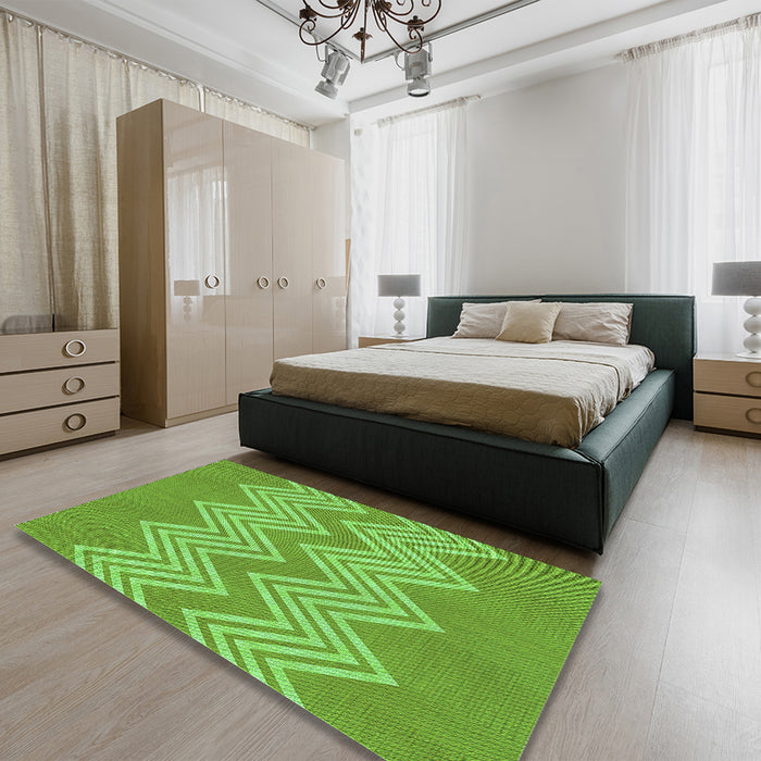 Patterned Emerald Green Rug in a Bedroom, pat3563grn