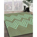 Machine Washable Transitional Fern Green Rug in a Family Room, wshpat3563lblu