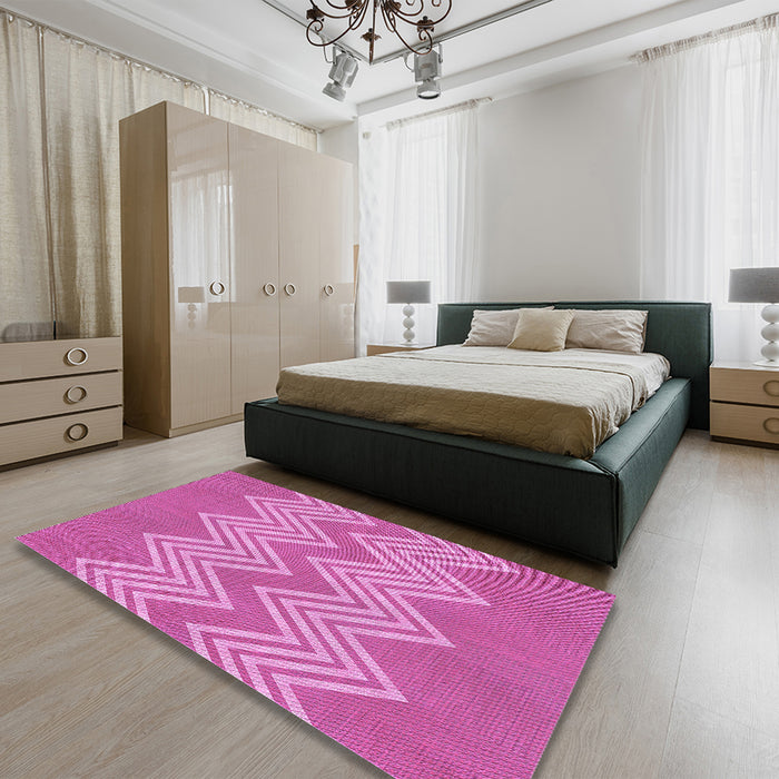Patterned Violet Purple Rug in a Bedroom, pat3563pur