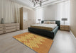 Machine Washable Transitional Orange Rug in a Bedroom, wshpat3563