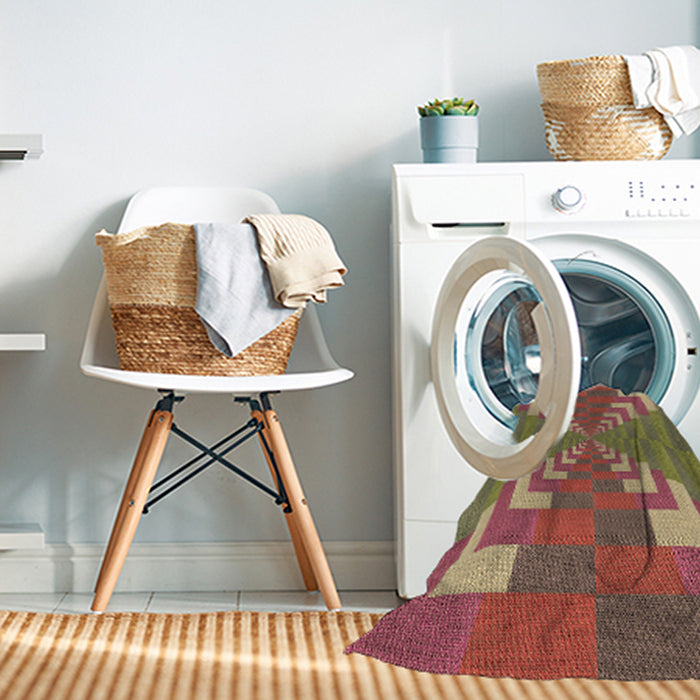 Machine Washable Transitional Chestnut Red Rug in a Washing Machine, wshpat3564brn