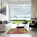 Square Patterned Chestnut Red Rug in a Living Room, pat3564brn