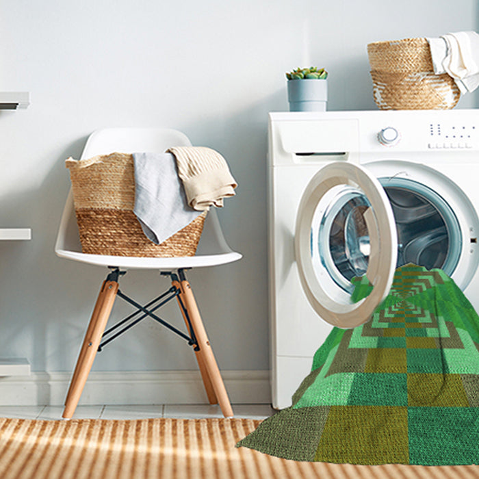 Machine Washable Transitional Seaweed Green Rug in a Washing Machine, wshpat3564grn