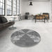 Round Patterned Ash Gray Rug in a Office, pat3564gry